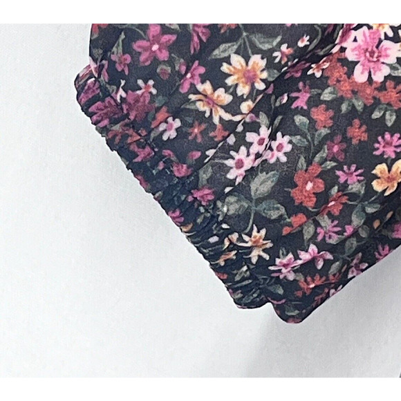 American Eagle Womens Mini Dress Small Burgundy Floral Button Tiered Lined Boho - Picture 13 of 14